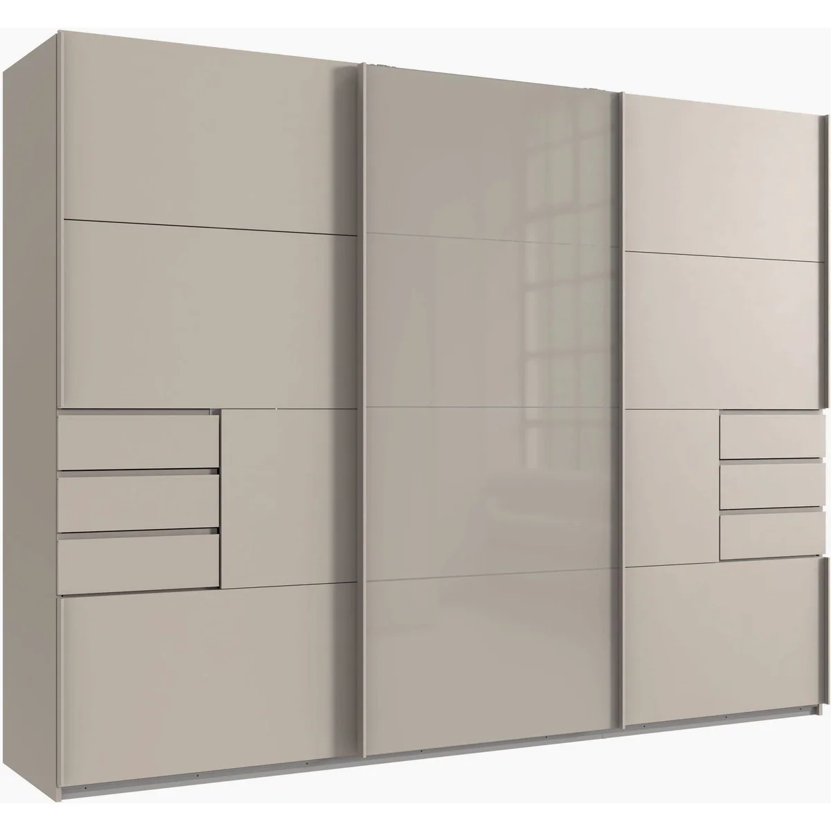 Wimex Schwebetürenschrank Saigon, moderne Glaselemente, 3 Türen, 270 cm breit