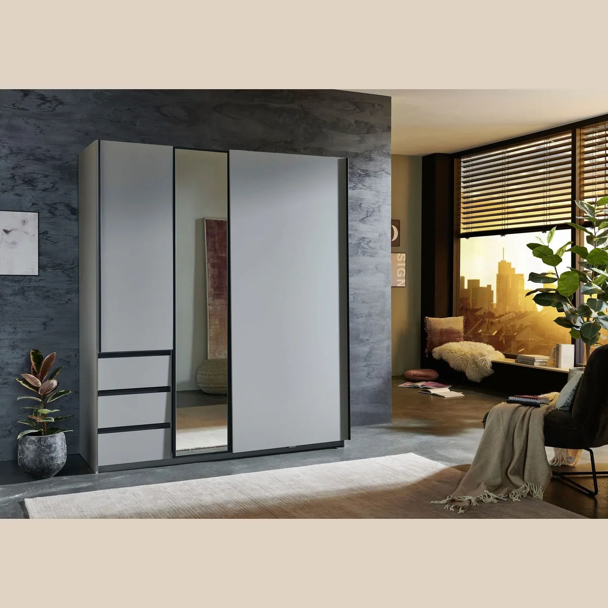 Wimex Schwebetürenschrank Stade, B: 168 cm, mit Spiegel und praktischen Schubladen 2