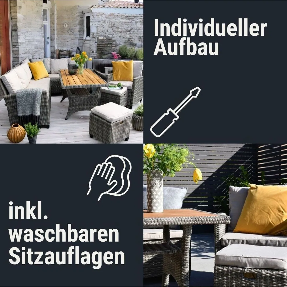 Wohnando Essgruppe Elli, 5-tlg, für 8 Personen, wetterfest, inkl. Kissen 4
