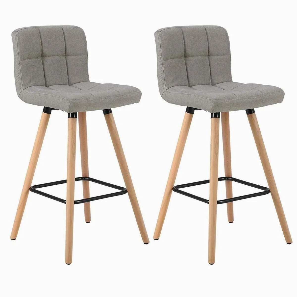 Woltu Barhocker, ergonomisches Design, stabile Massivholzbeine, atmungsaktives Leinen