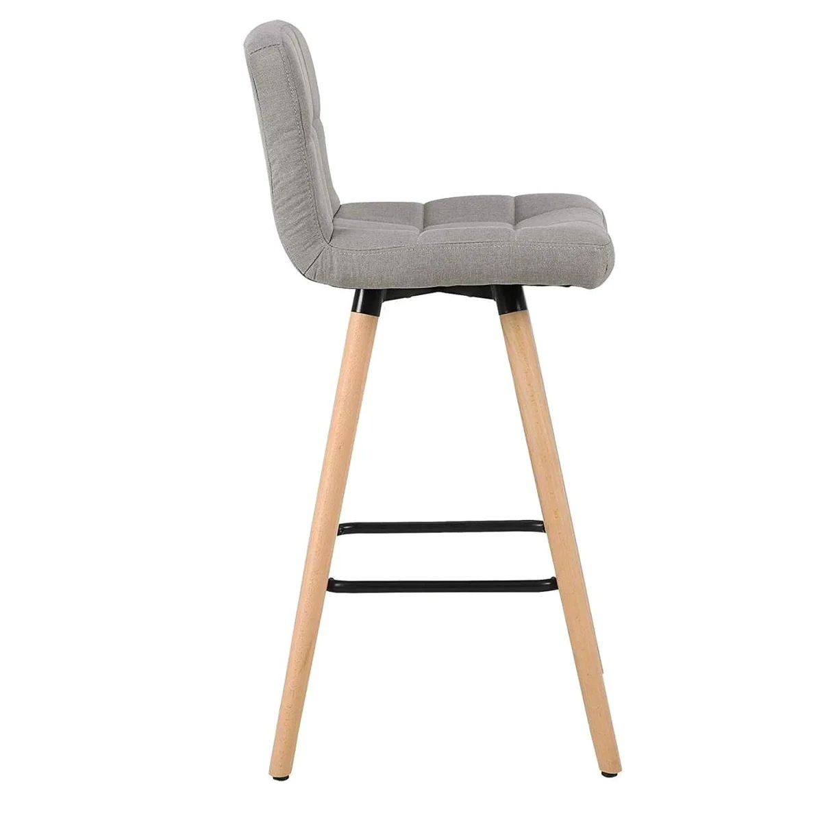 Woltu Barhocker, ergonomisches Design, stabile Massivholzbeine, atmungsaktives Leinen 4