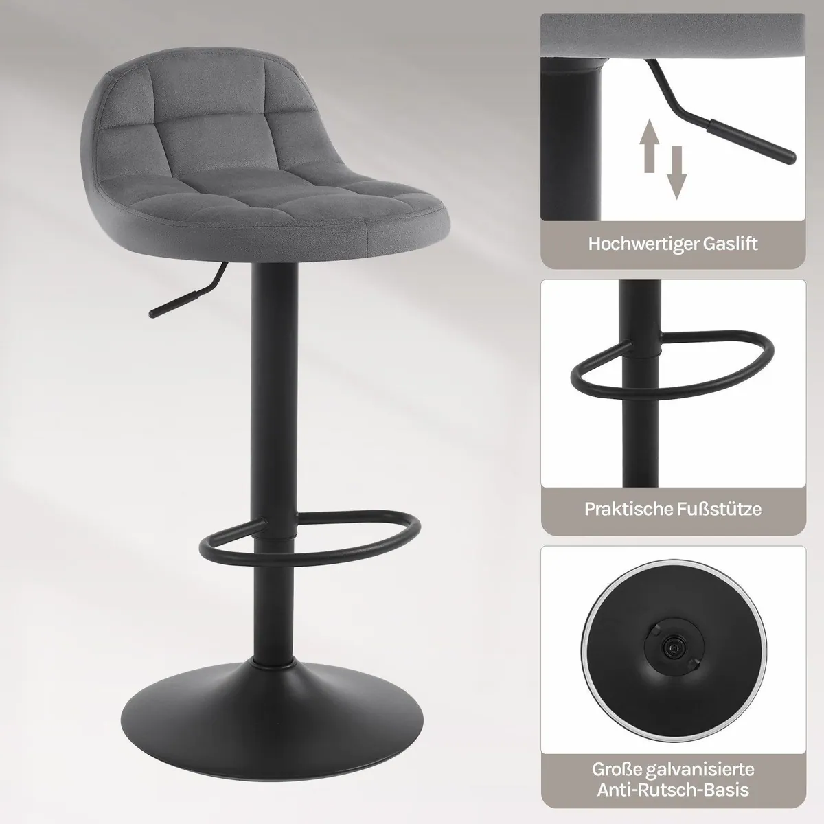 Woltu Barhocker 4er-Set, höhenverstellbar, 360° drehbar, elegant und komfortabel 5