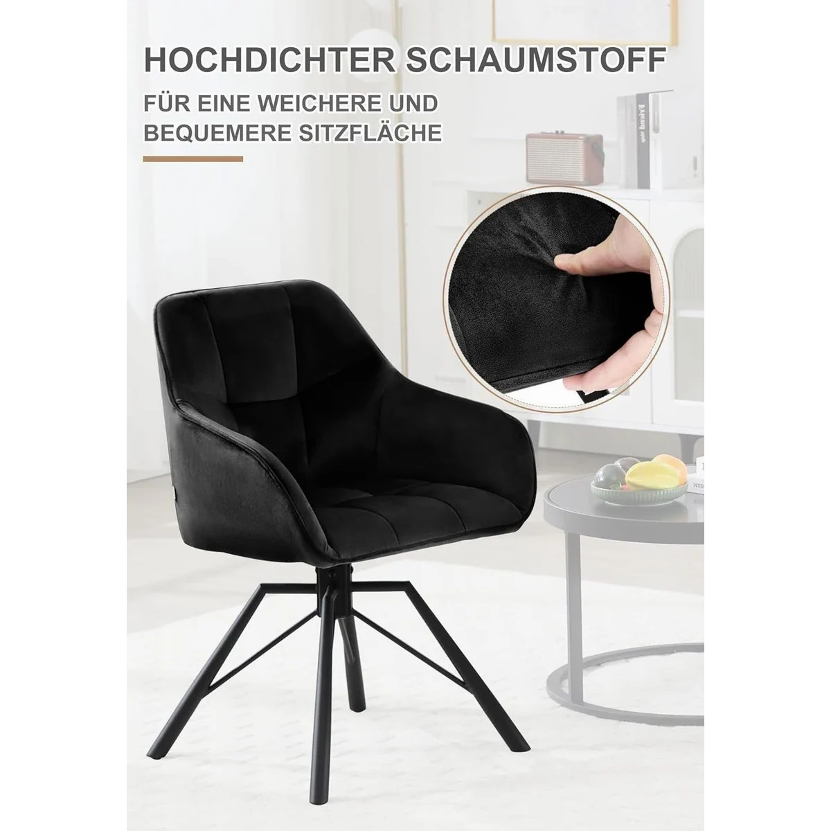 Woltu Polsterstuhl (6 St), 360° drehbar, mit Armlehnen und Rückenlehne 5