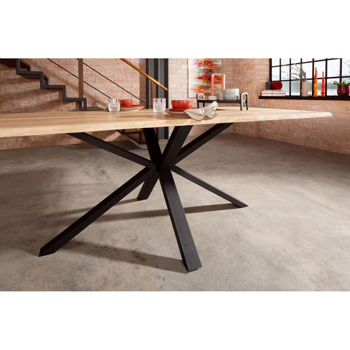 Woodroom Esstisch Gotha, Wildeiche massiv geölt, Kunstharz-Design 3