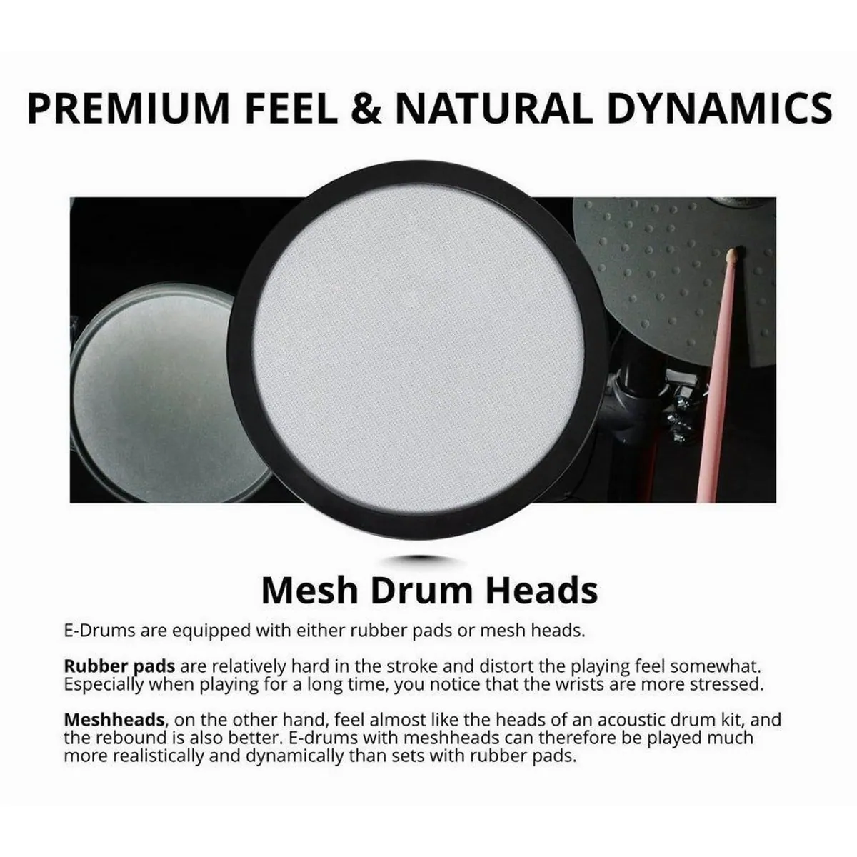 XDrum DD-250 E-Drum Kit, platzsparend, mit 4 Mesh Pads & 12 Kits 5