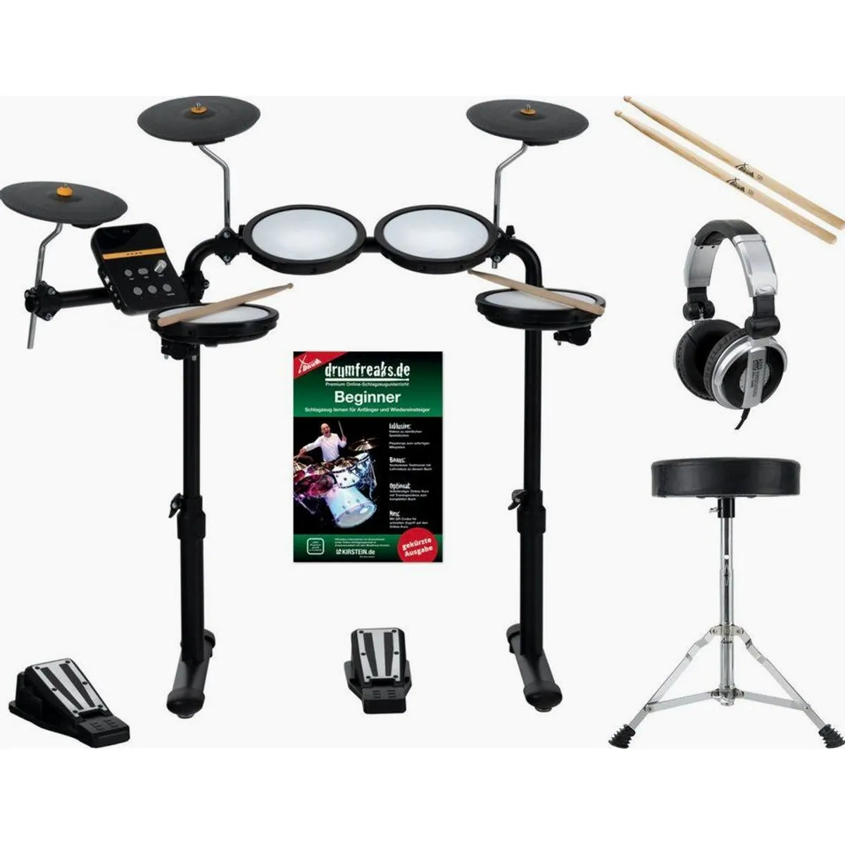 XDrum DD-250 E-Drum Kit, platzsparend, anschlagdynamisch, inkl. Zubehör