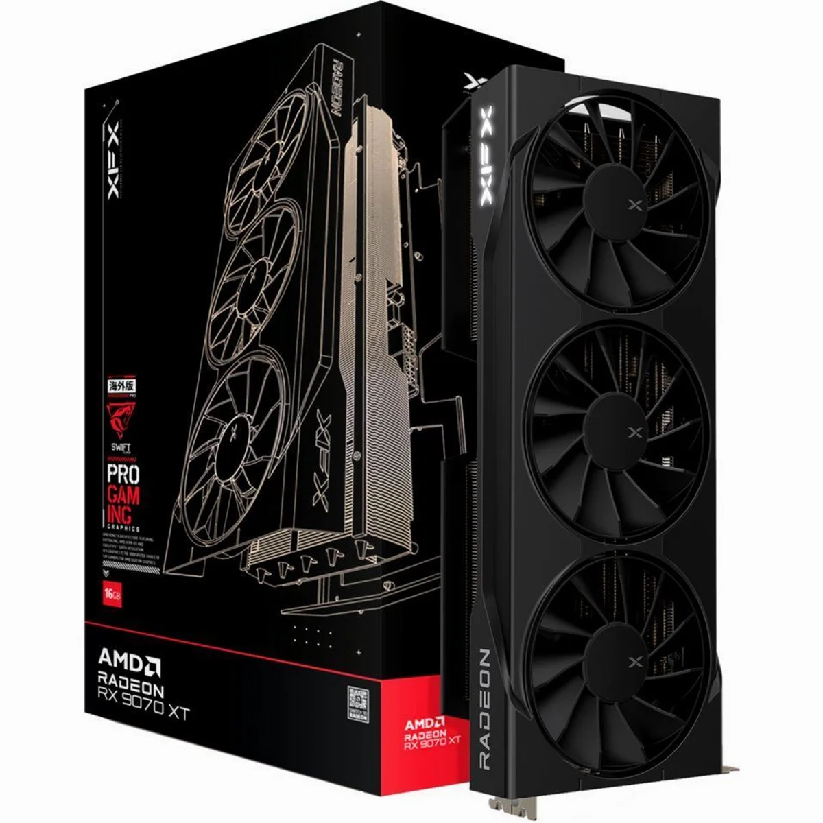 XFX Radeon RX 9070 XT Swift, Grafikkarte der RDNA4-Architektur, 16 GB GDDR6