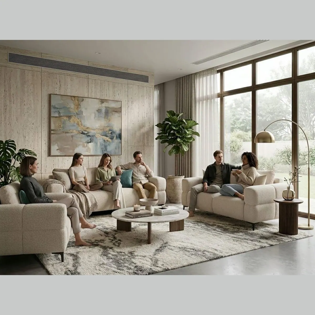 Xlmoebel modernes Wohn-Set, 3-Sitzer, 2-Sitzer und Sessel, beige — elegantes Design, hoher Komfort, einfache Montage 5