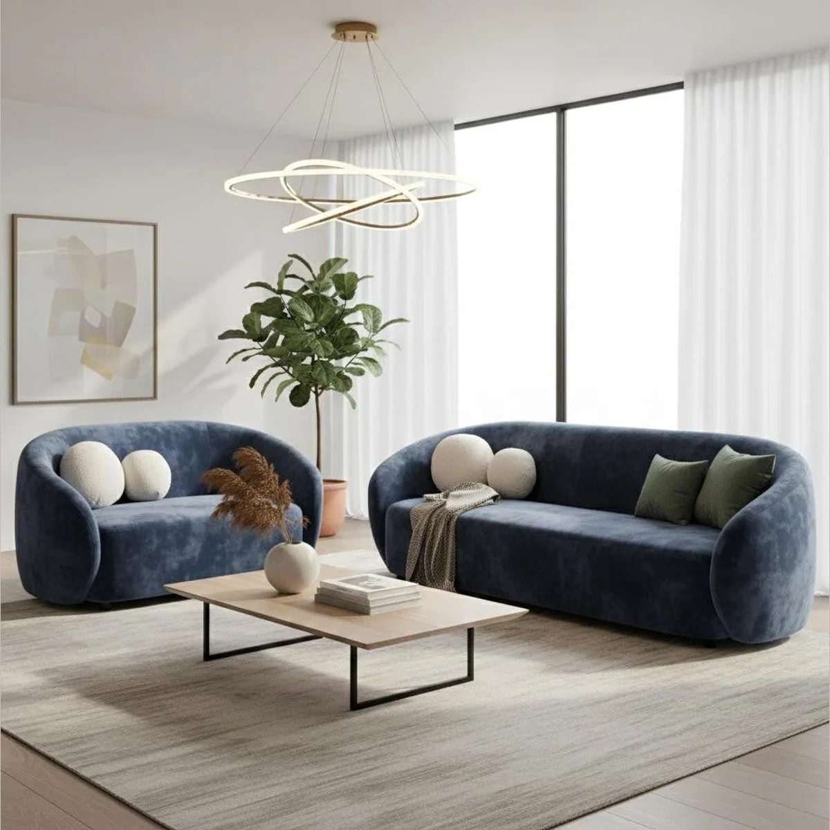 Xlmoebel modernes Wohnzimmer-Set, 3+2-Sitzer-Sofas und Sessel, beige, Made in Europa 3