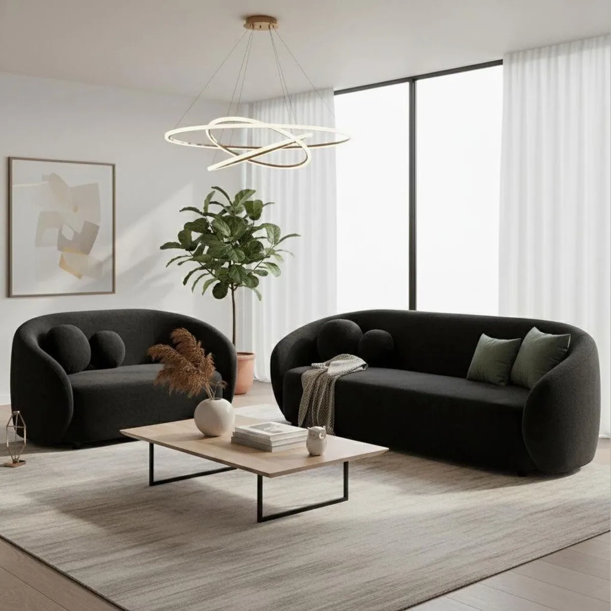 Xlmoebel modernes Wohnzimmer-Set, 3+2-Sitzer-Sofas und Sessel, beige, Made in Europa 4
