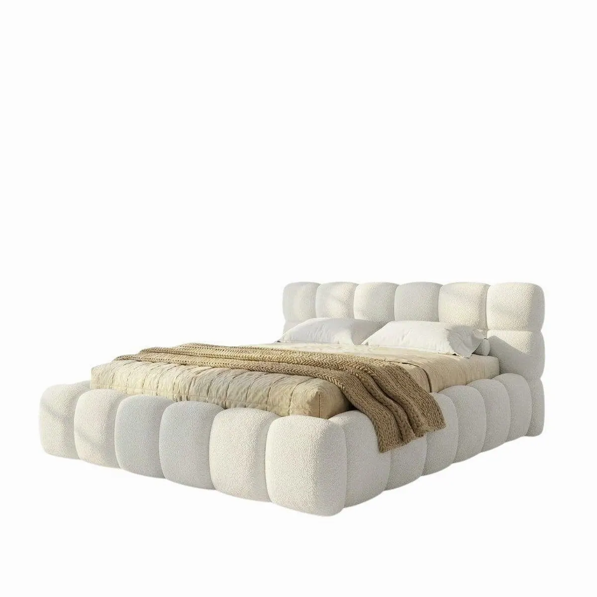 yourhouse24 Polsterbett BOSTON Slim, elegantes Bouclé, cleverer Stauraum, komfortables Kopfteil 3