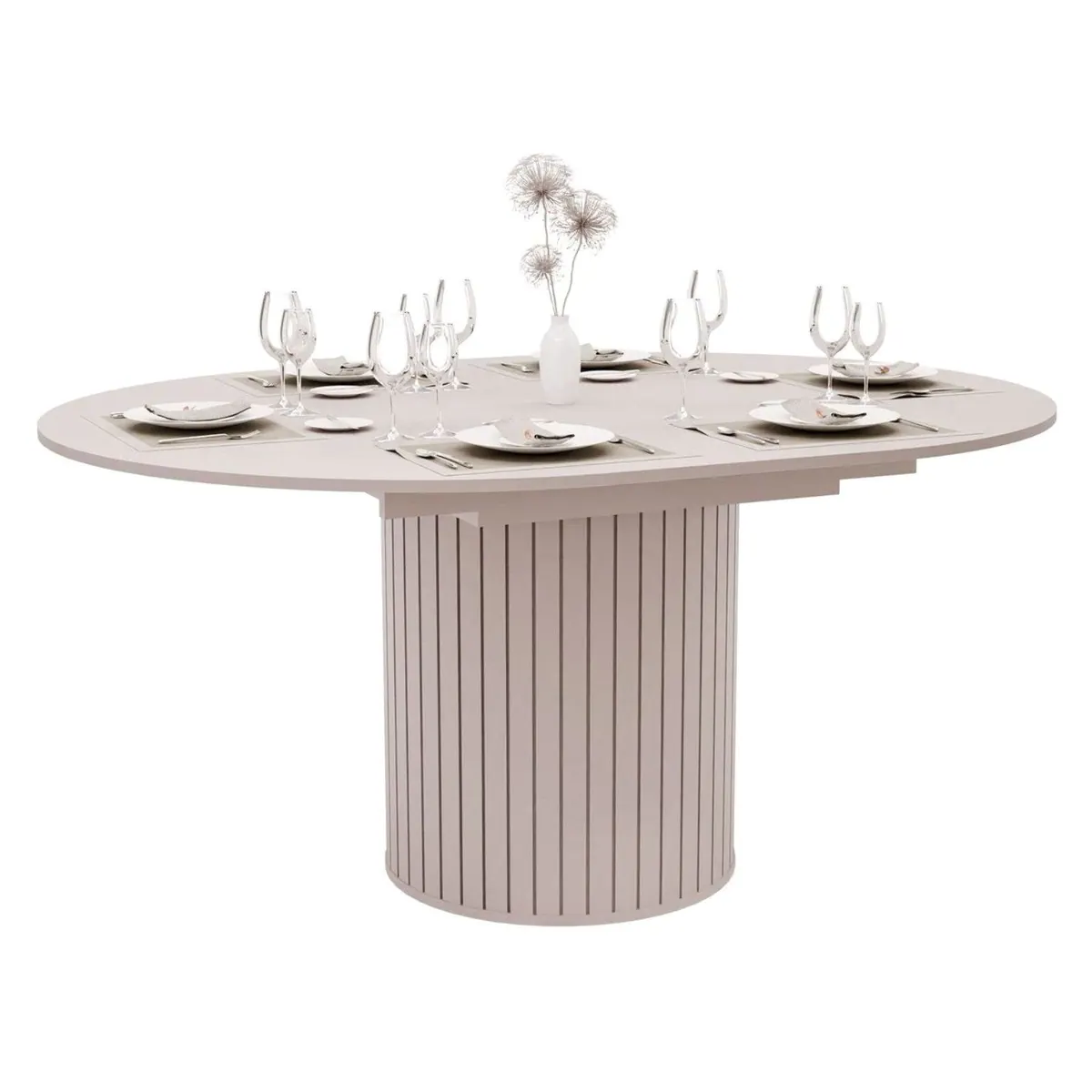 yourhouse24 Esstisch LINNEA, Ausziehbar Ø120-160cm, Elegantes Design in Kaschmir & Schwarz