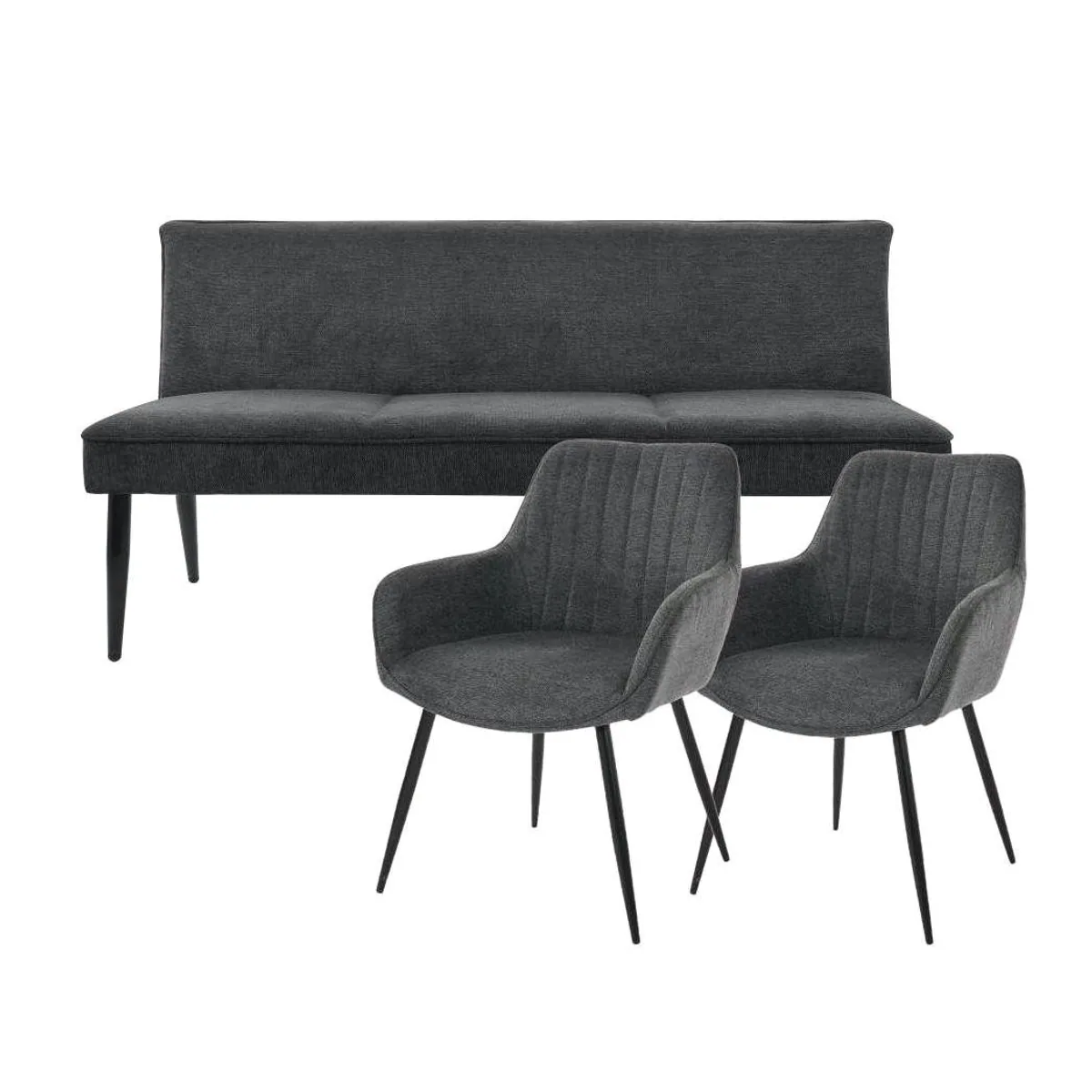 YOZI Essbank Essgruppe, komfortable Sitzbank und Stühle in Dunkelgrau/Beige 3