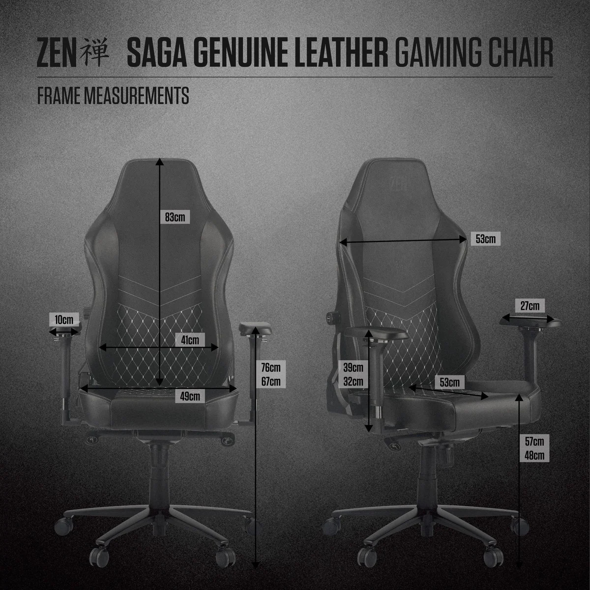 ZEN SAGA Gaming-Stuhl, echtes Leder, ergonomisch & anpassbar 5