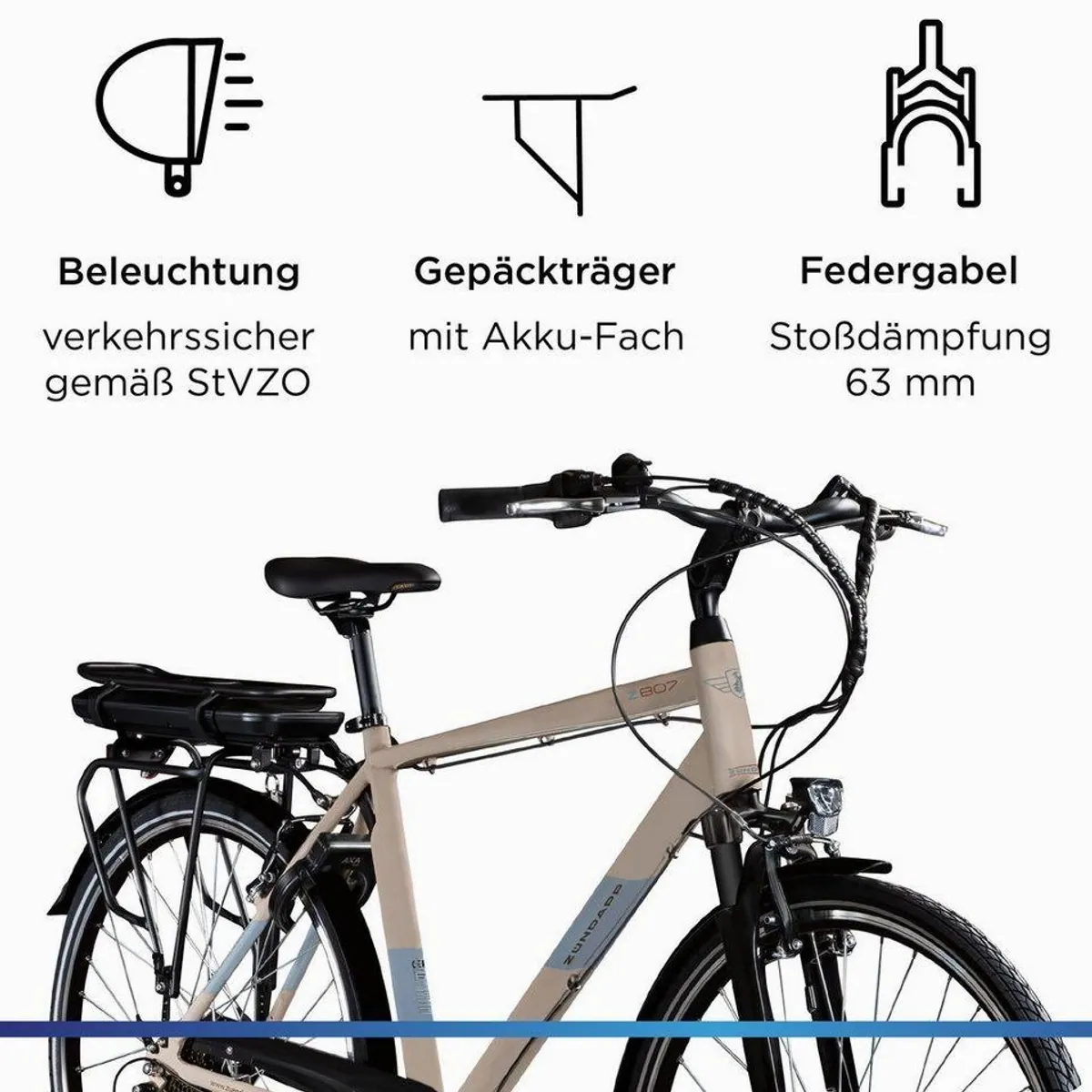 Zündapp Z807 E-Bike Trekkingrad, 7 Gang Shimano, 468 Wh Akku, Komfortabel und vielseitig 4