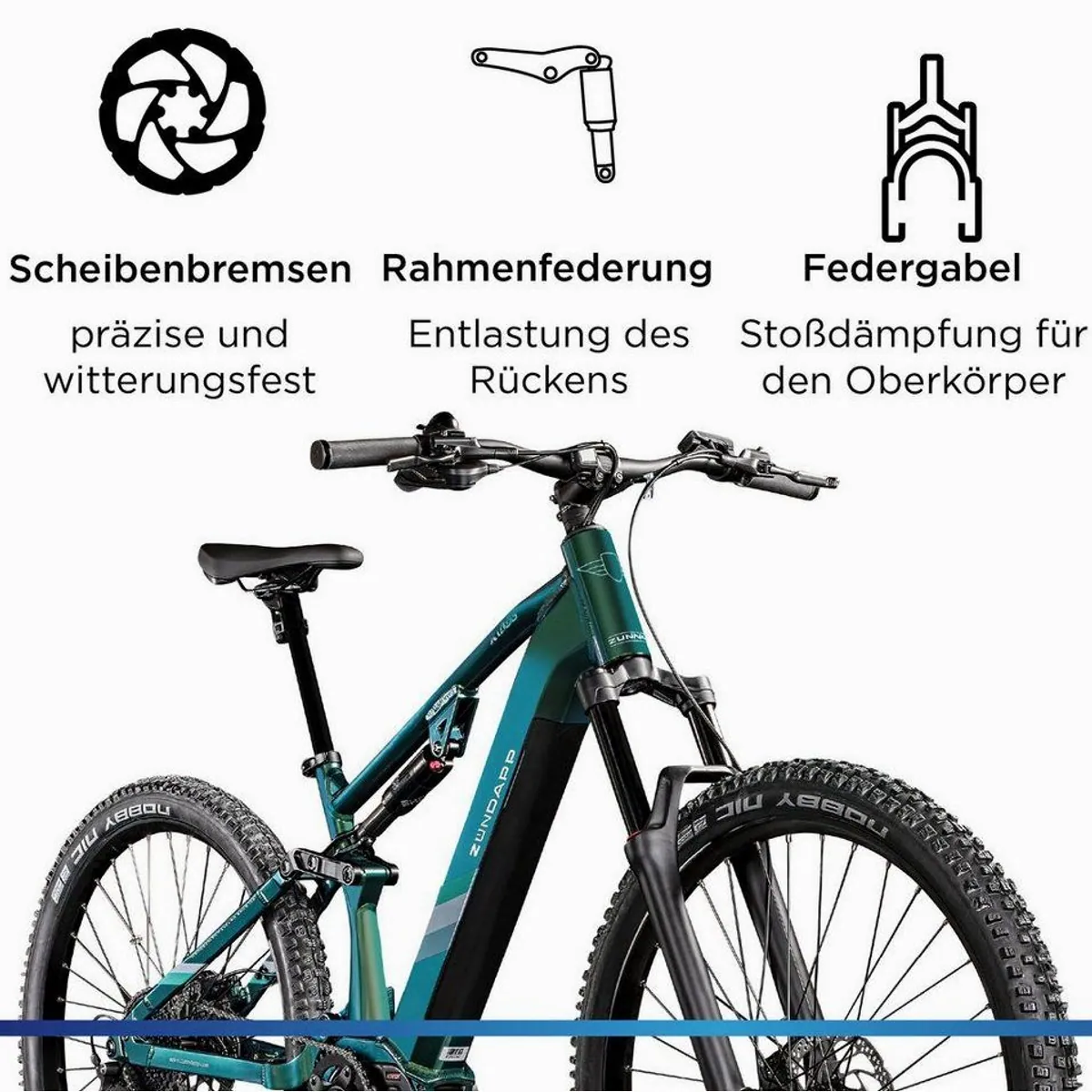 Zündapp E-Bike Mountainbike X1000, kraftvoller Mittelmotor, 733 Wh Akku, 10-Gang Shimano Schaltung 4