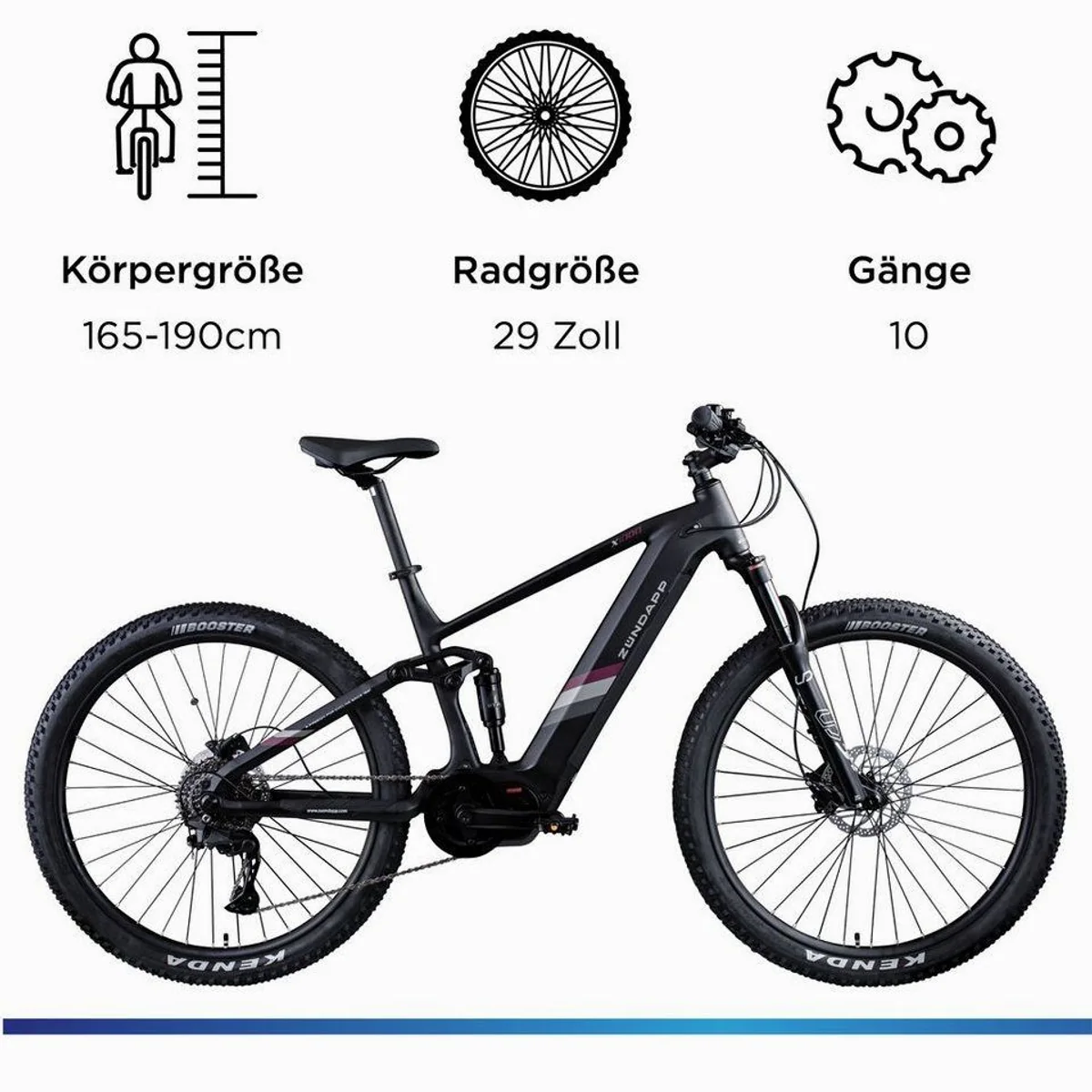 Zündapp E-Bike Mountainbike X1000, kraftvoller Mittelmotor, 733 Wh Akku, 10-Gang Shimano Schaltung 3