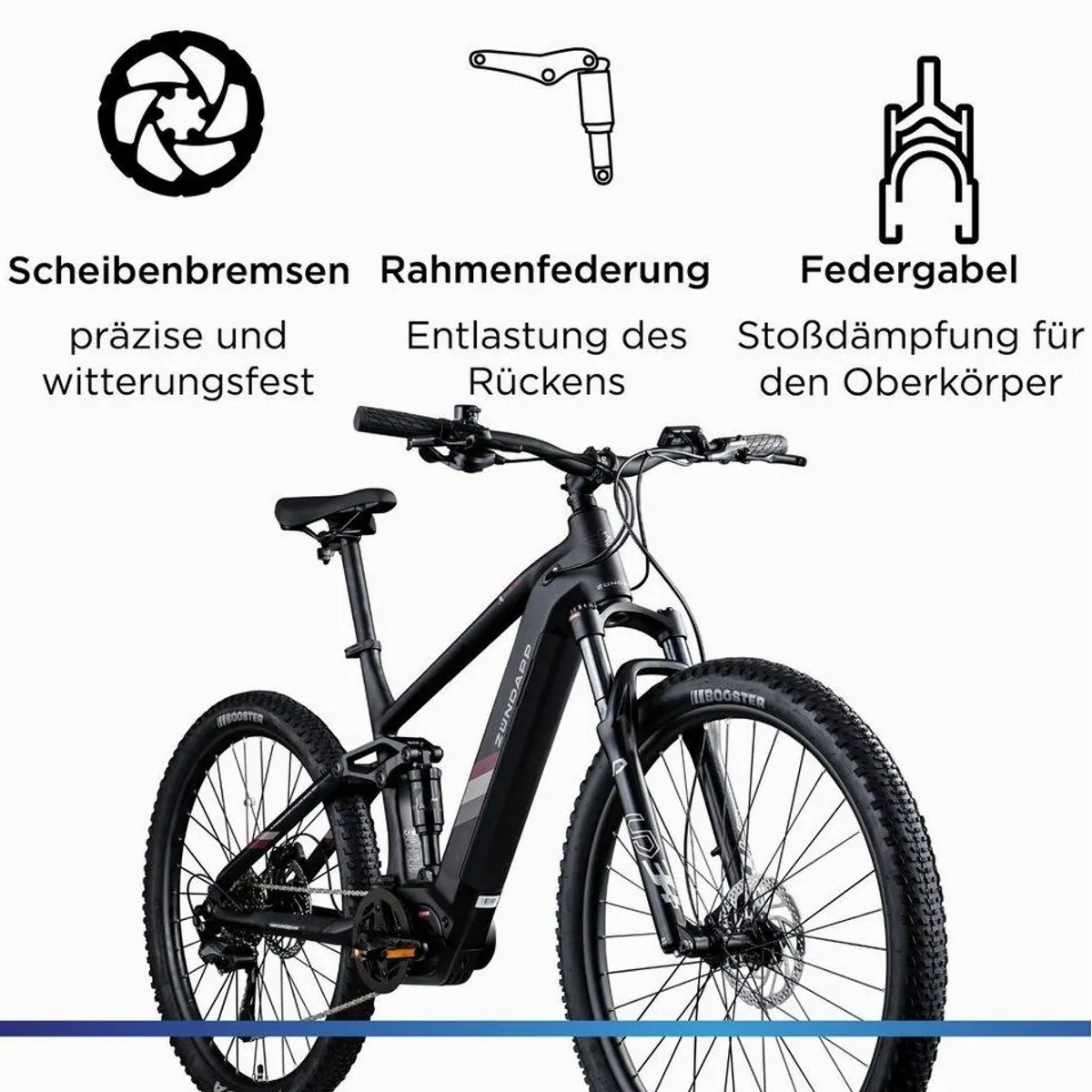 Zündapp E-Bike Mountainbike X1000, kraftvoller Mittelmotor, 733 Wh Akku, 10-Gang Shimano Schaltung 4