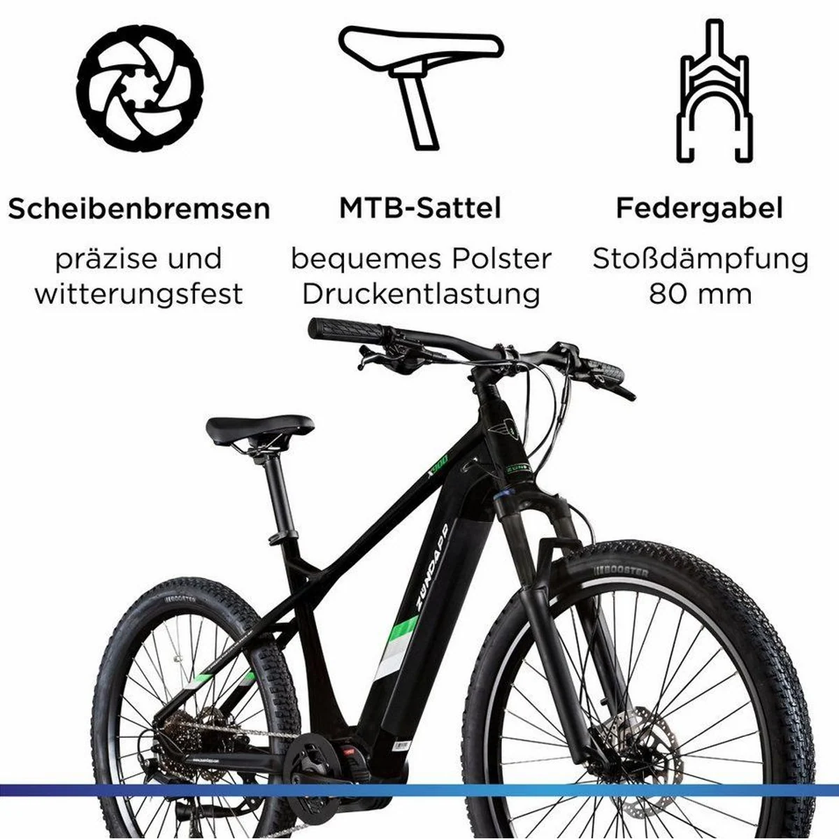 Zündapp X900 E-Bike Mountainbike, 733 Wh Akku, 10 Gang Shimano Cues, Mittelmotor 4