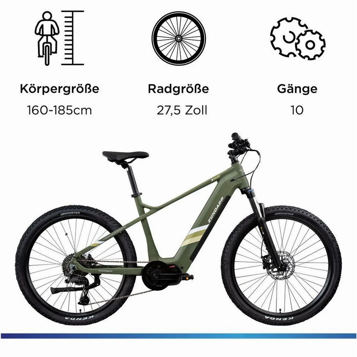 Zündapp E-Bike Mountainbike X900, kraftvoller Mittelmotor, 10 Gang Shimano Cues, 733 Wh Akku 3