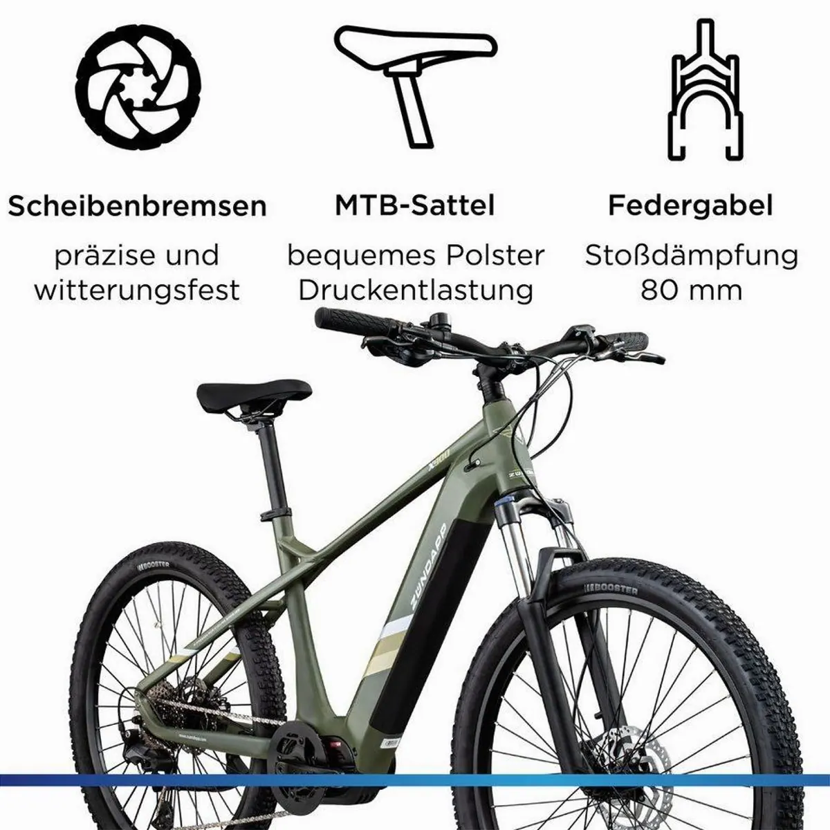 Zündapp E-Bike Mountainbike X900, kraftvoller Mittelmotor, 10 Gang Shimano Cues, 733 Wh Akku 4