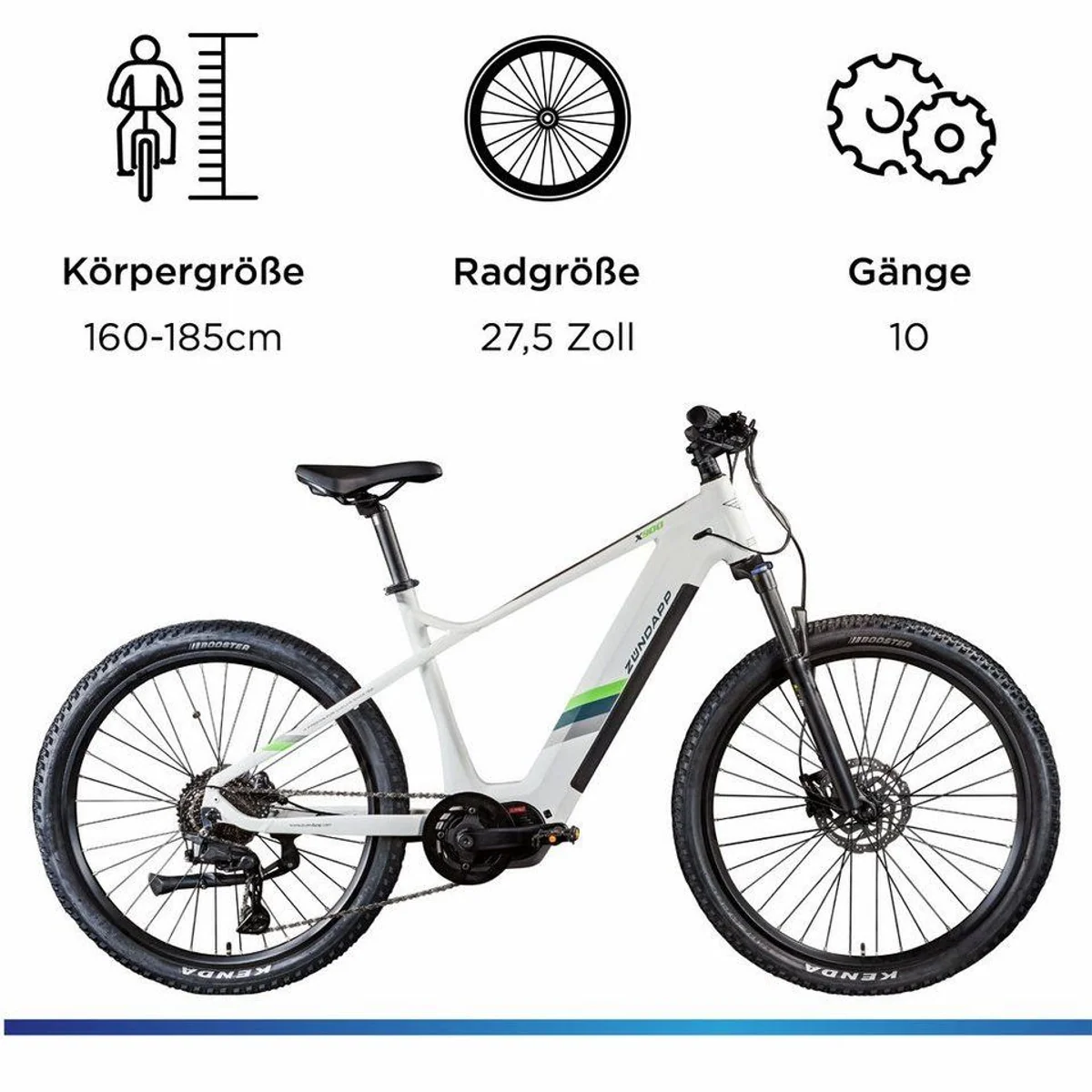 Zündapp E-Bike Mountainbike X900, leistungsstarker Mittelmotor, 733 Wh Akku, 10 Gang Shimano Schaltung 3