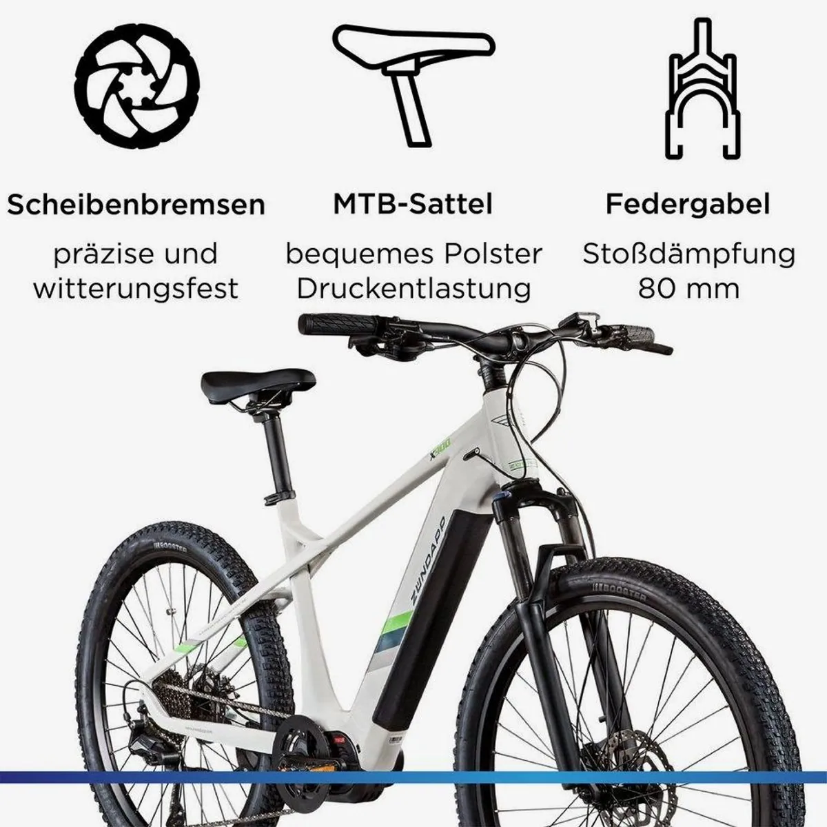 Zündapp E-Bike Mountainbike X900, leistungsstarker Mittelmotor, 733 Wh Akku, 10 Gang Shimano Schaltung 4