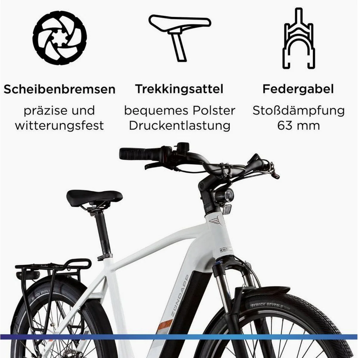 Zündapp E-Bike Trekkingrad X850, 550 Wh Akku, 7-Gang Nabenschaltung 4