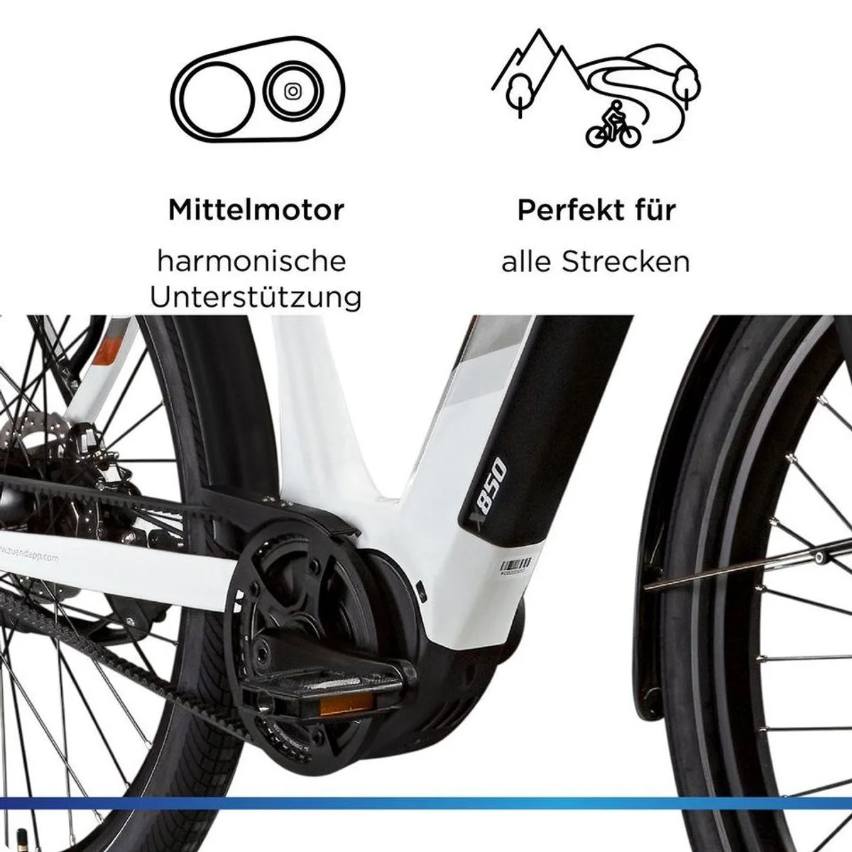 Zündapp E-Bike Trekkingrad X850, 550 Wh Akku, 7-Gang Nabenschaltung 5