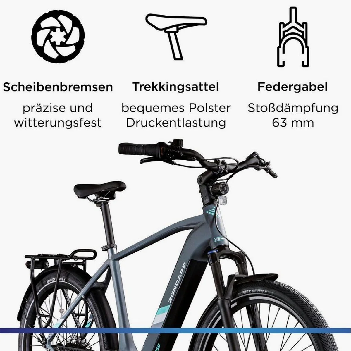 Zündapp E-Bike Trekkingrad X850, 7-Gang Nabenschaltung, 550 Wh Akku — komfortabel, langlebig, vielseitig 4