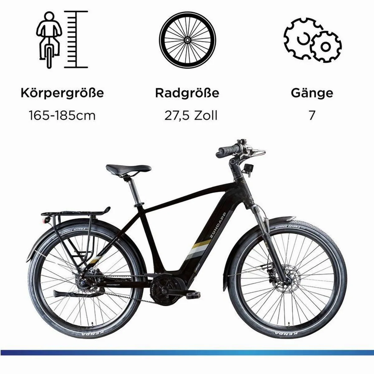 Zündapp X850 E-Bike Trekkingrad, 7 Gang, Mittelmotor, 550 Wh — hoher Fahrkomfort, wartungsarm, vielseitig einsetzbar 3