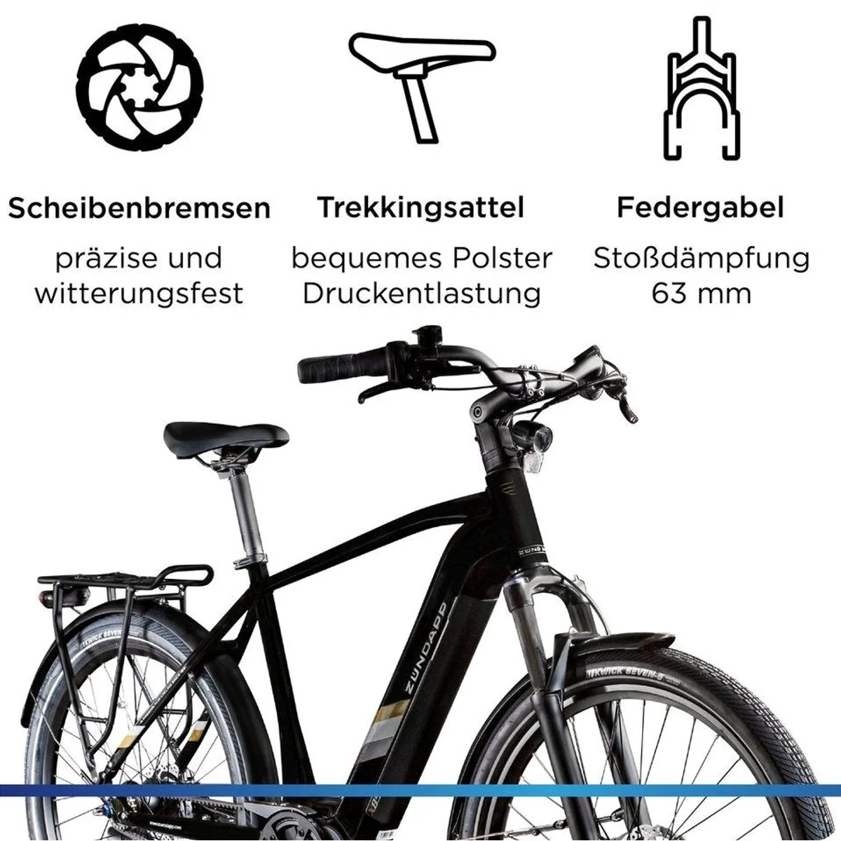 Zündapp X850 E-Bike Trekkingrad, 7 Gang, Mittelmotor, 550 Wh — hoher Fahrkomfort, wartungsarm, vielseitig einsetzbar 4