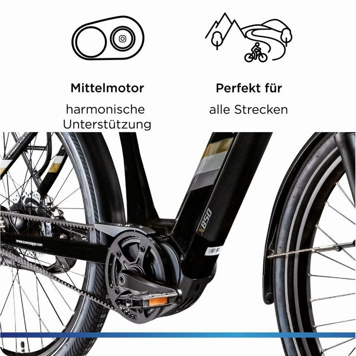 Zündapp X850 E-Bike Trekkingrad, 7 Gang, Mittelmotor, 550 Wh — hoher Fahrkomfort, wartungsarm, vielseitig einsetzbar 5