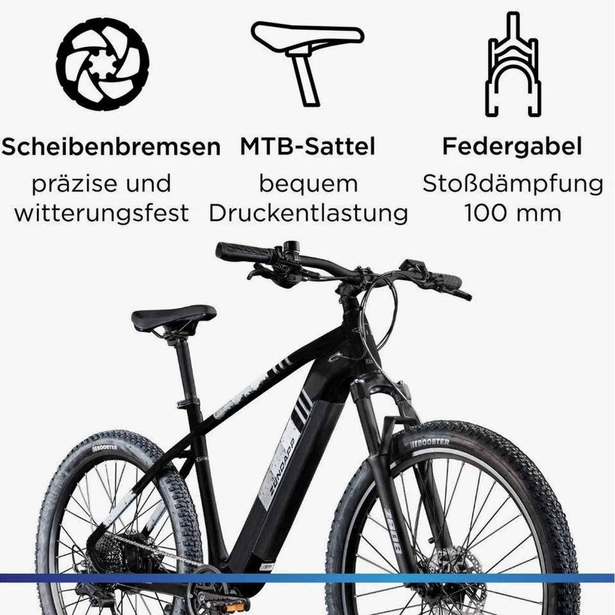 Zündapp Z808 E-Bike Mountainbike, 10 Gang Shimano Deore, 550 Wh Akku, Hinterradmotor 4