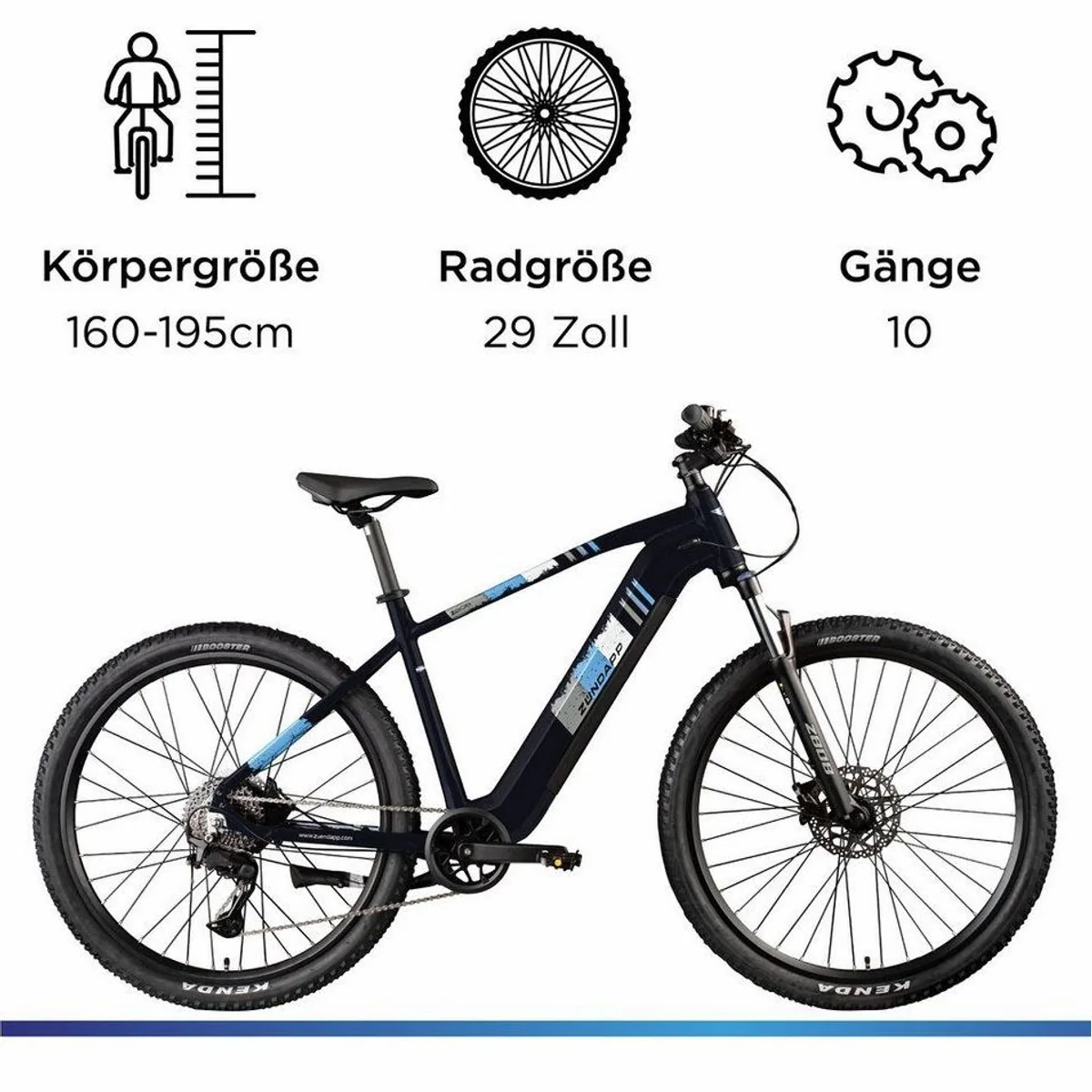 Zündapp Z808 E-Bike Mountainbike, 10-Gang Shimano, 550 Wh Akku, stabil und anpassbar 3