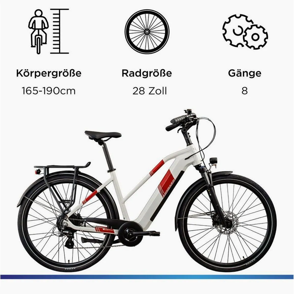 Zündapp Z810 E-Bike Trekkingrad, 8-Gang Shimano, 550 Wh Akku, Komfortables Fahrvergnügen 3
