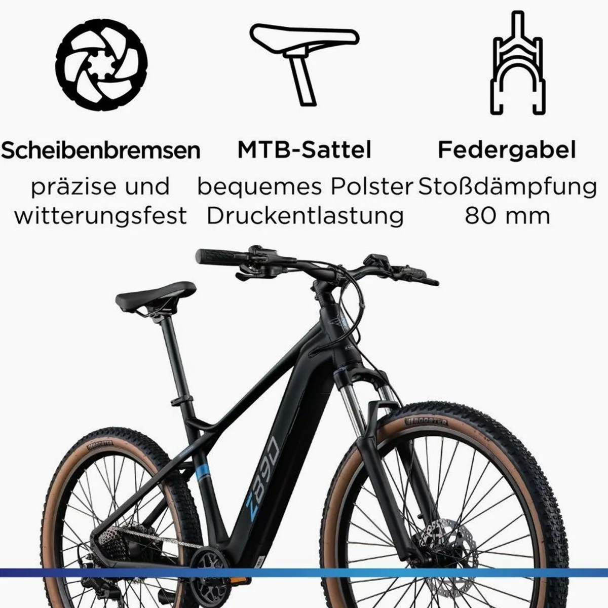Zündapp Z890 E-Bike Mountainbike, 10 Gang Shimano, Heckmotor, 550 Wh Akku 5