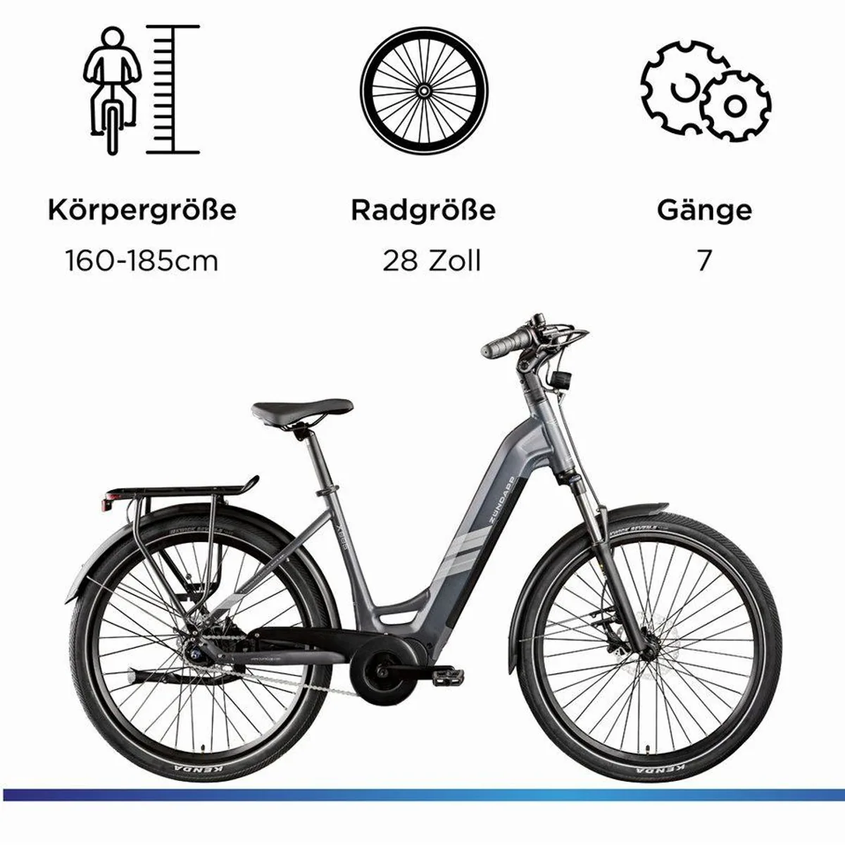 Zündapp E-Bike Cityrad X885, 7 Gang, Mittelmotor, 550 Wh — Ideal für Stadtfahrten 3