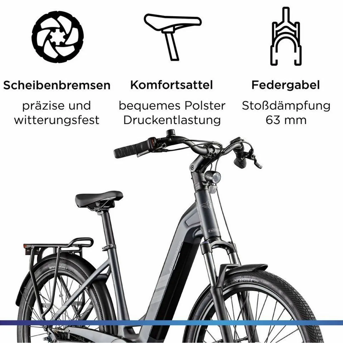 Zündapp E-Bike Cityrad X885, 7 Gang, Mittelmotor, 550 Wh — Ideal für Stadtfahrten 4
