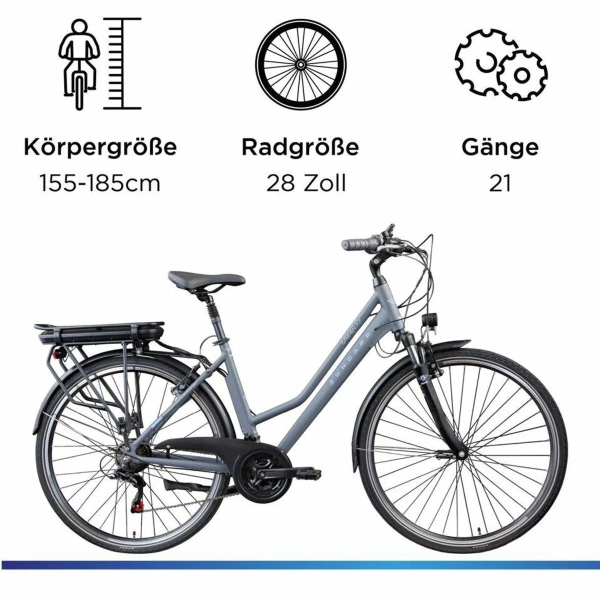 Zündapp Green 7.7 Damen E-Bike, 21 Gang Shimano, Heckmotor, 536,5 Wh Akku 3