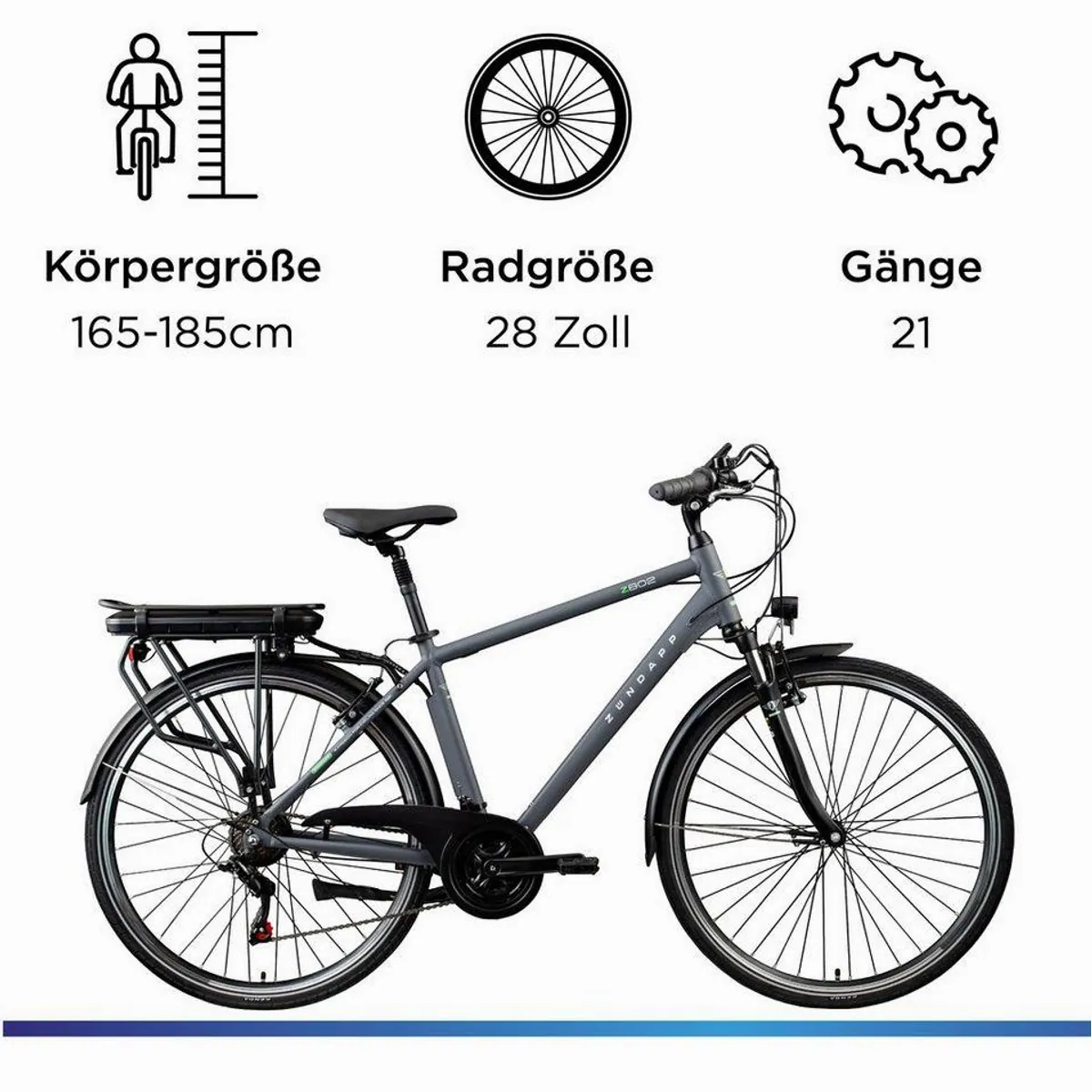 Zündapp Z802 E-Bike Trekkingrad, 21 Gang Shimano, 536 Wh Akku, komfortabel und vielseitig 3