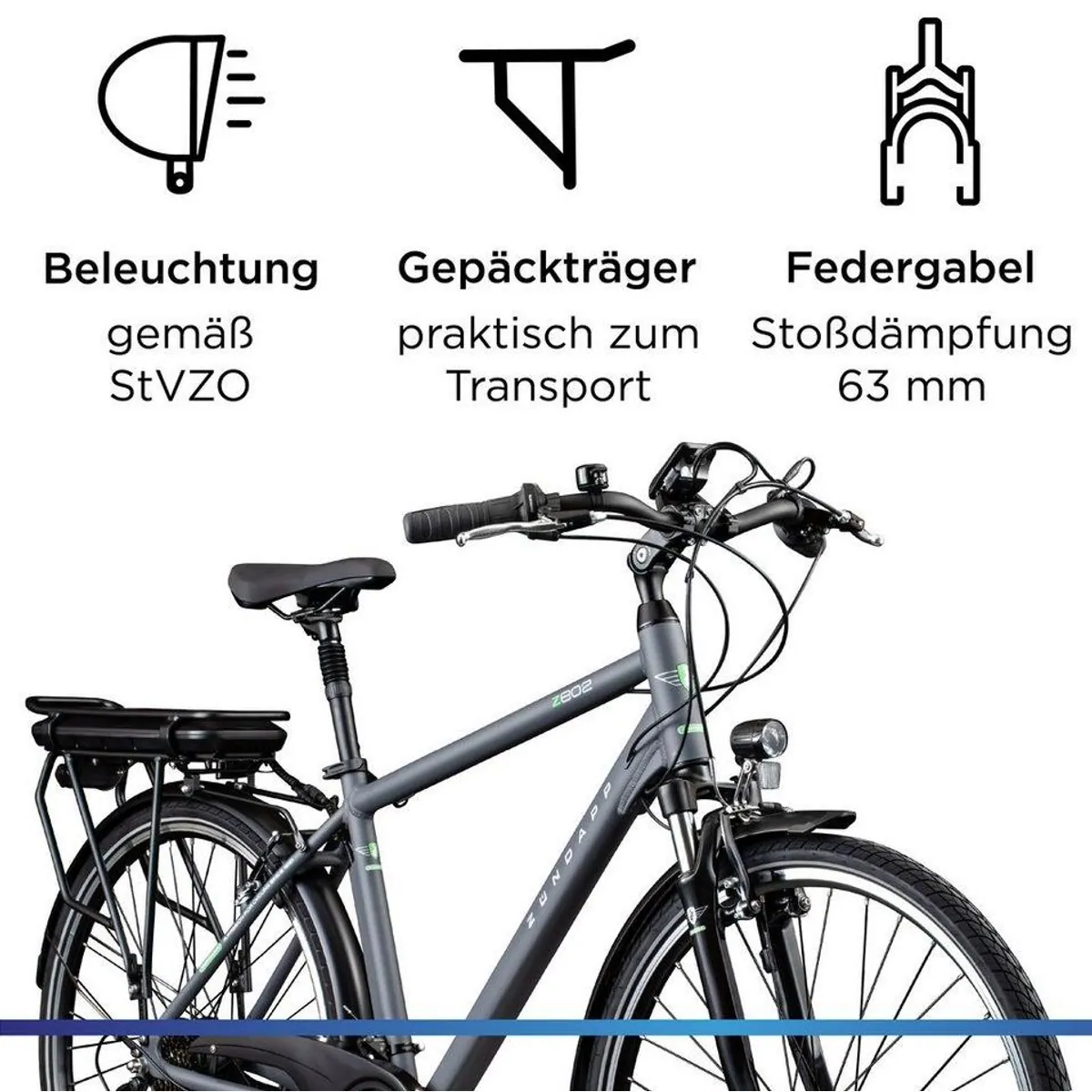 Zündapp Z802 E-Bike Trekkingrad, 21 Gang Shimano, 536 Wh Akku, komfortabel und vielseitig 4
