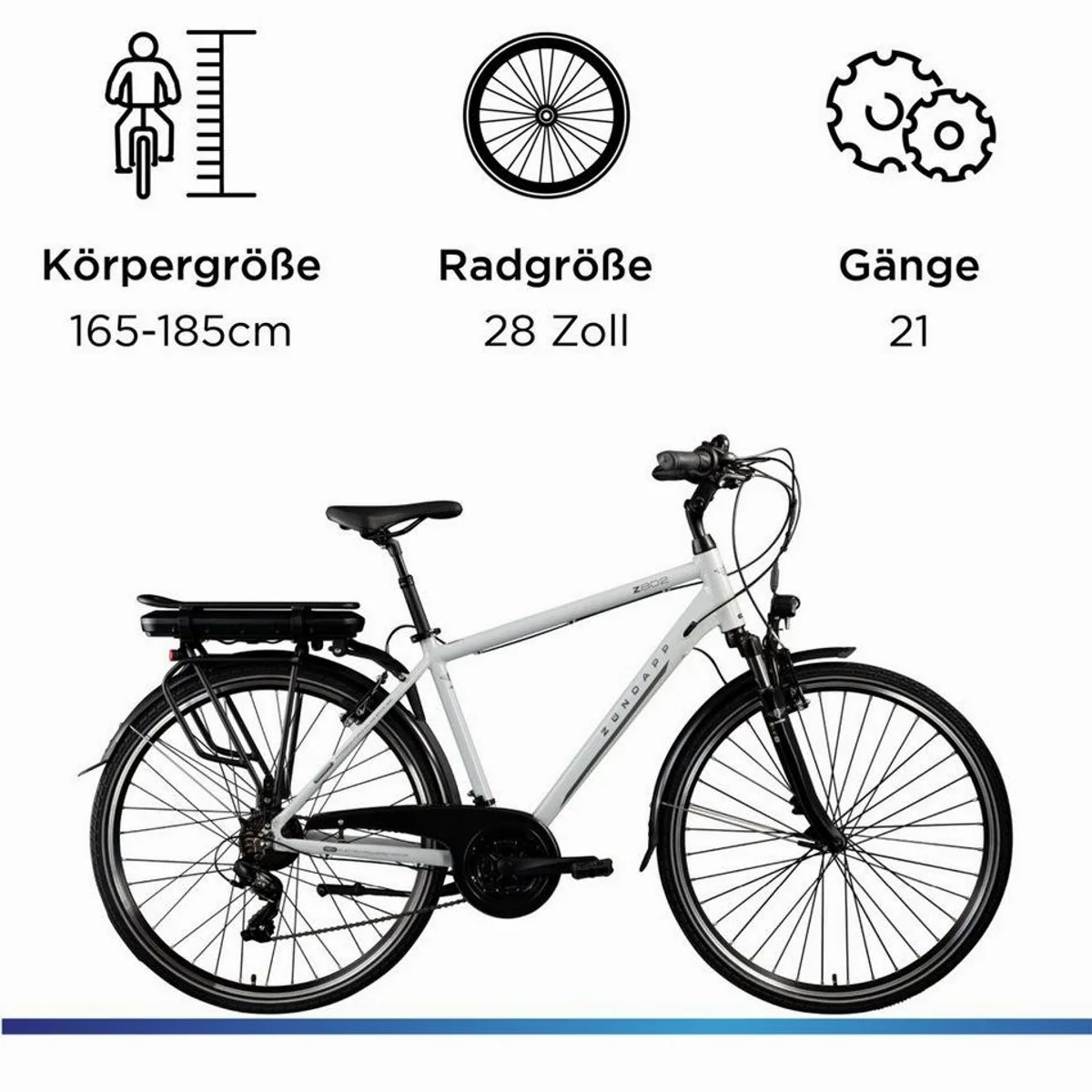 Zündapp Z802 E-Bike Trekkingrad, 21 Gang Shimano, 536 Wh Akku, komfortable Ausstattung 3