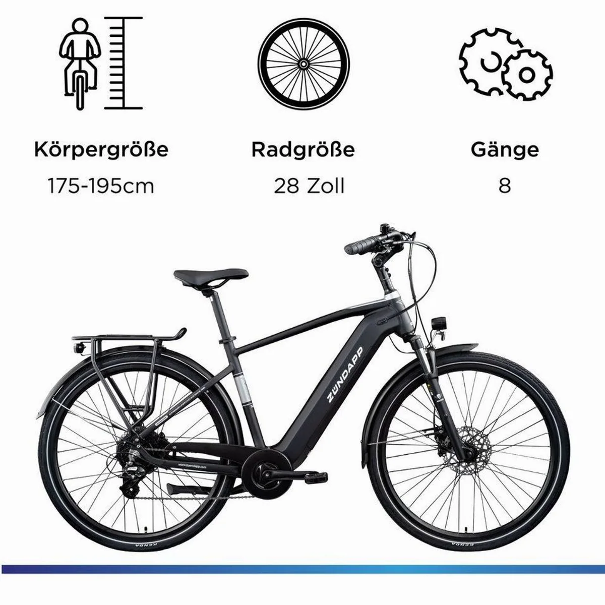 Zündapp Z810 E-Bike Trekkingrad, 8-Gang Shimano, 250 W Heckmotor, 550 Wh Akku 3