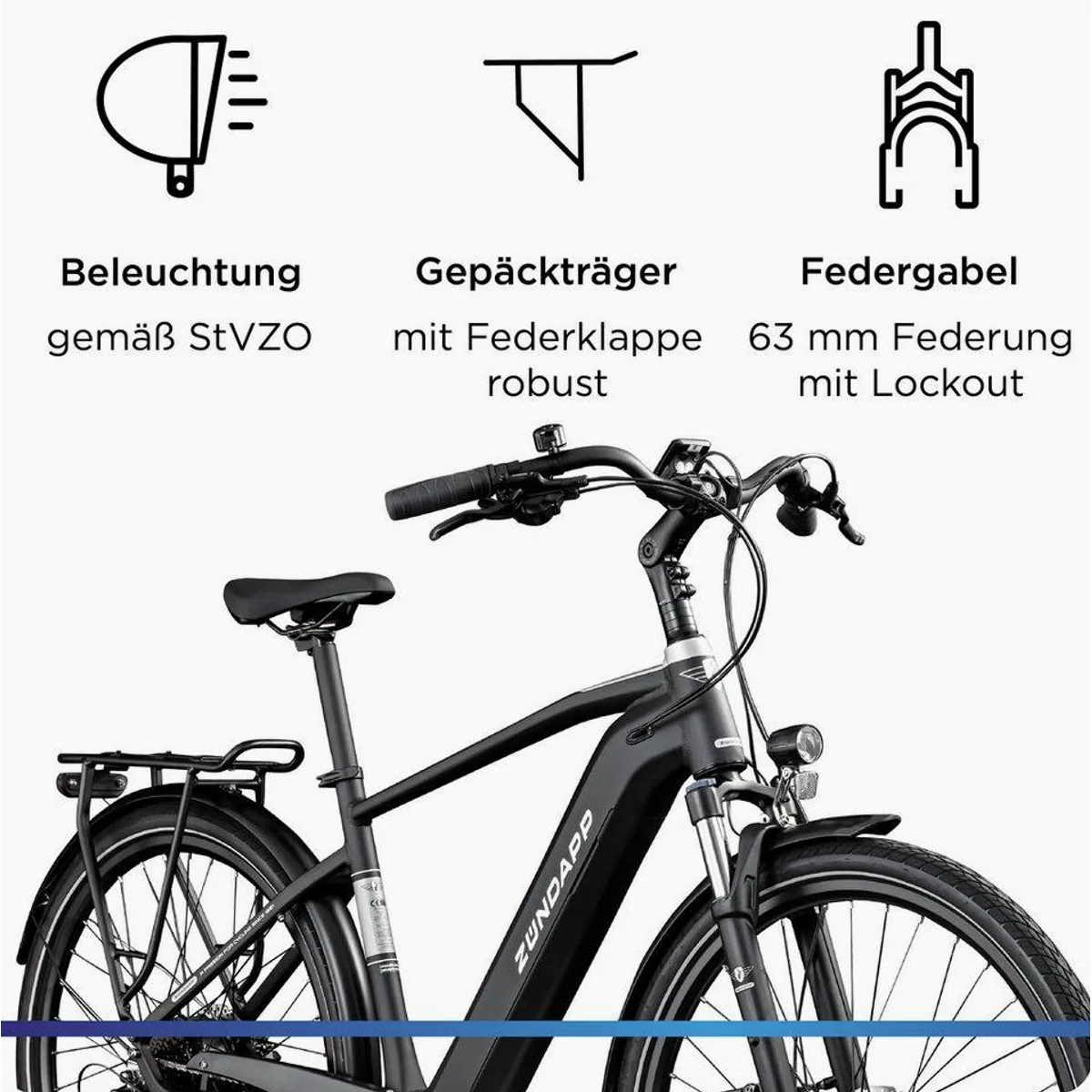Zündapp Z810 E-Bike Trekkingrad, 8-Gang Shimano, 250 W Heckmotor, 550 Wh Akku 4