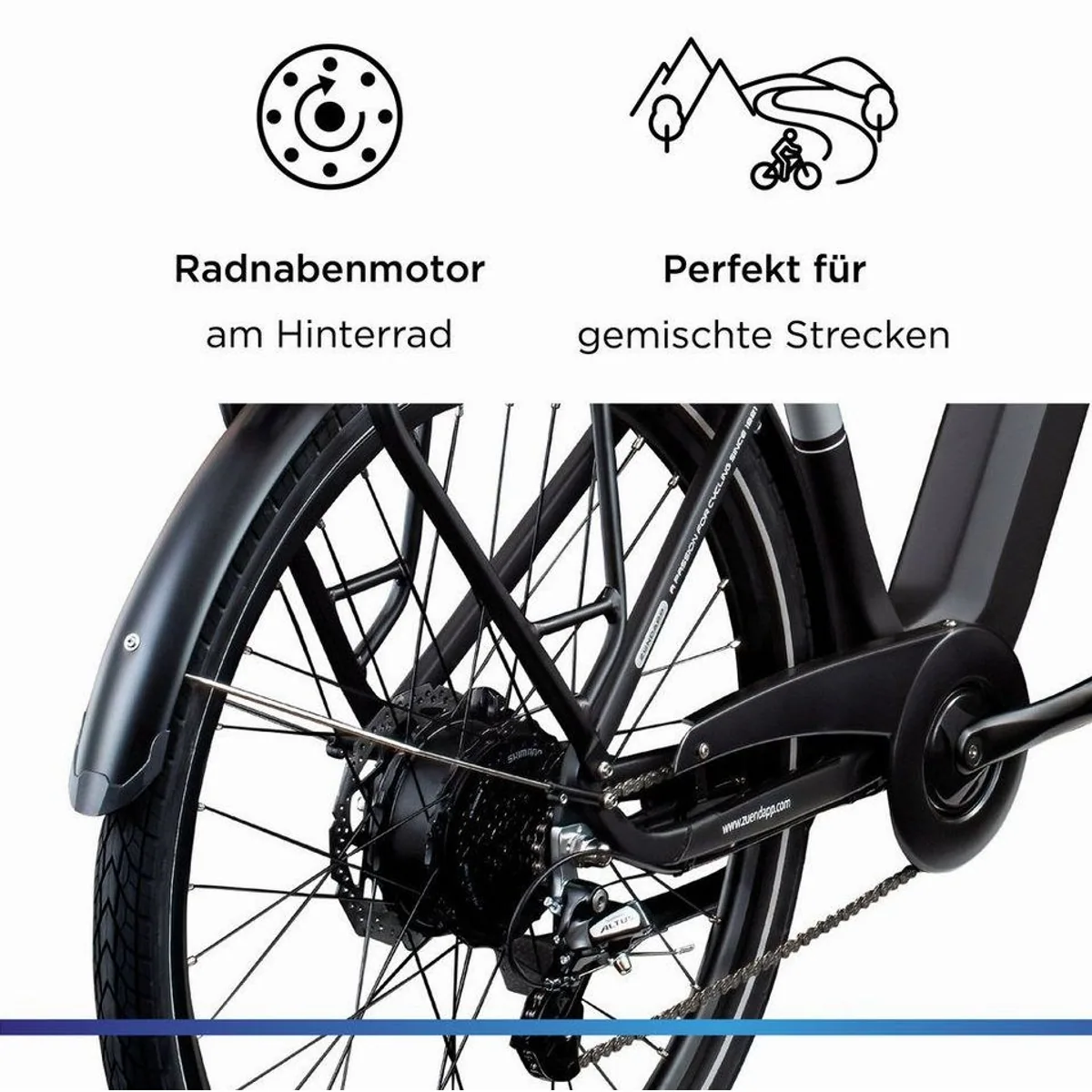 Zündapp Z810 E-Bike Trekkingrad, 8-Gang Shimano, 250 W Heckmotor, 550 Wh Akku 5