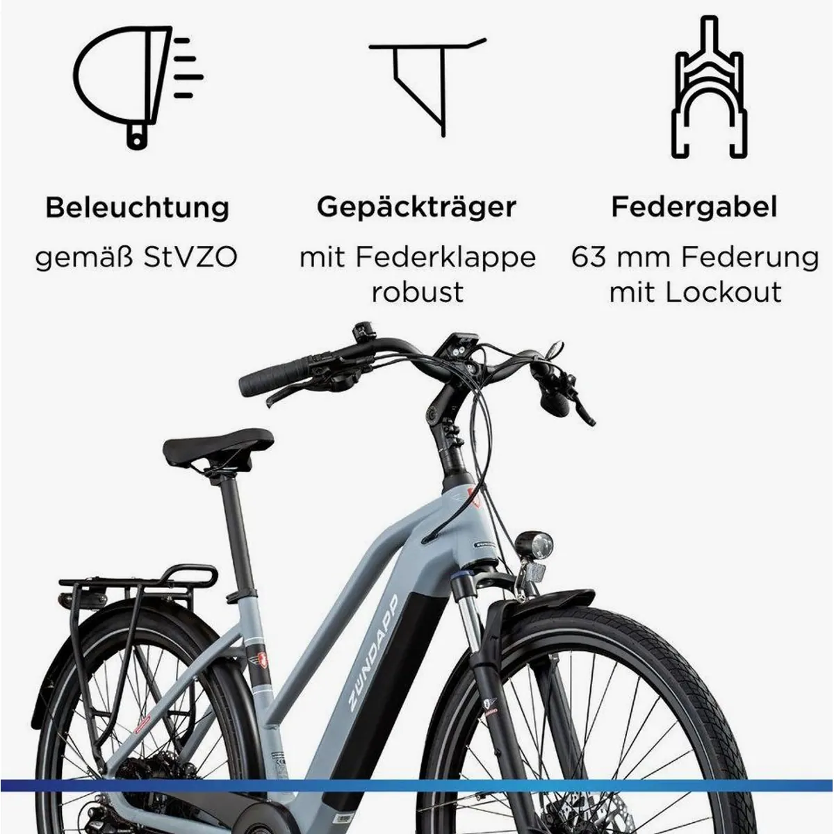 Zündapp Z810 E-Bike Trekkingrad, 8-Gang Shimano, 550 Wh Akku, Heckmotor 4