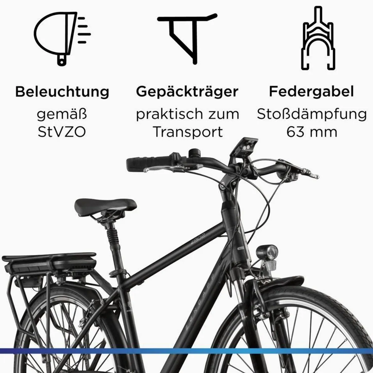Zündapp Z802 E-Bike Trekkingrad, 21 Gang Shimano, 536 Wh Akku — komfortabel, vielseitig, leistungsstark 4
