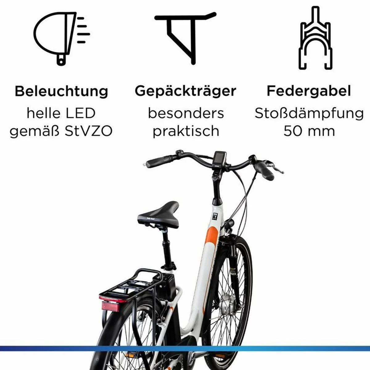 Zündapp Z517 E-Bike Cityrad, 7-Gang Shimano, 531 Wh Akku, Vorderradmotor 5
