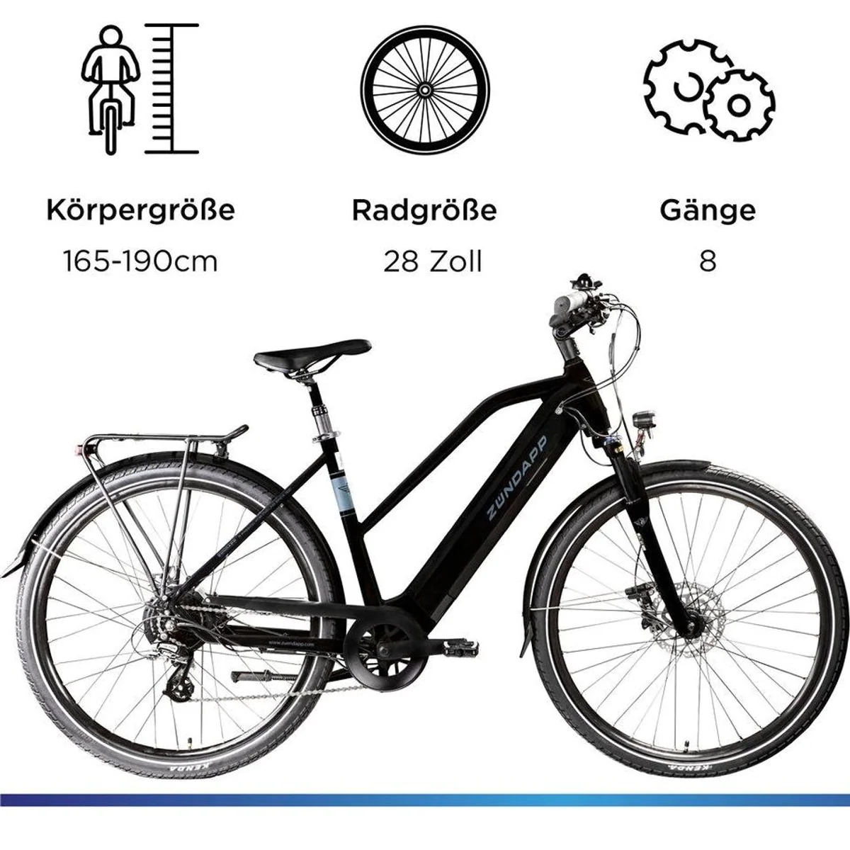 Zündapp Z810 Trekking E-Bike, 250 W Heckmotor, 550 Wh Akku, 8-Gang Shimano Schaltung 3